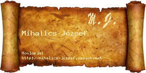 Mihalics József névjegykártya