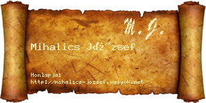 Mihalics József névjegykártya